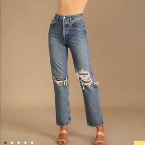 PISTOLA 90’s Distressed High Rise Straight Jeans